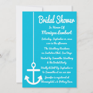 Invitation Mariage Naval Fête de Mariée Ancre de Bateau Bleu 