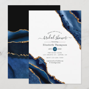 Invitation Mariage Navy et Agate Dorée