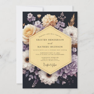Invitation Mariage Navy Lavande Bloom Moody