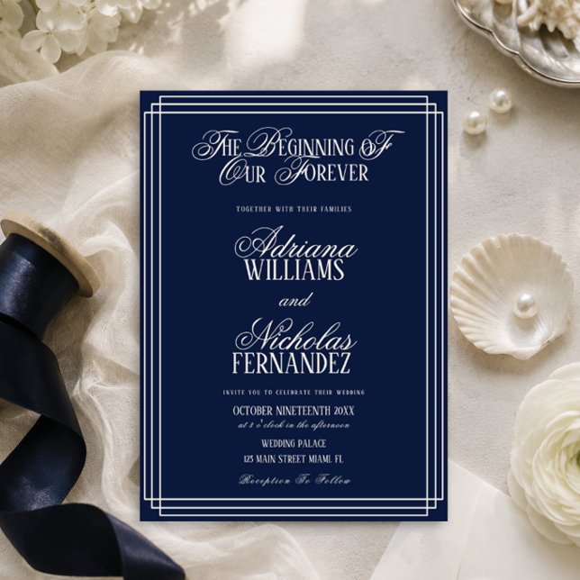 Invitation Mariage Navy Luxe Discret (Créateur téléchargé)