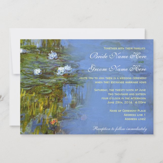 Invitation mariage nénuphar vintage Claude Monet (Devant)
