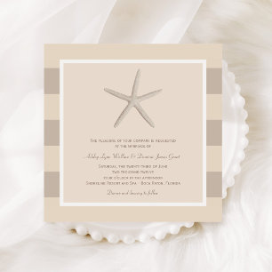 Invitation Mariage Neutre Beige Starfish Beach