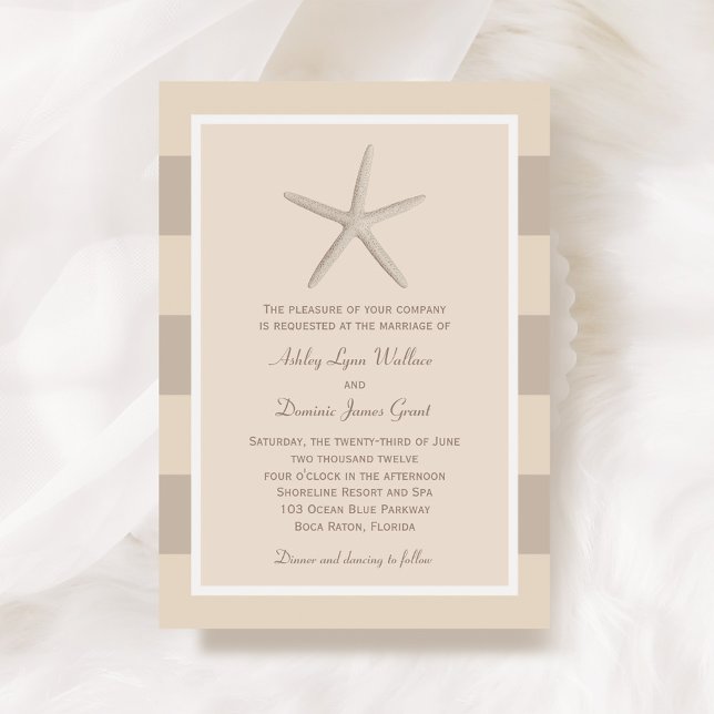 Invitation Mariage Neutre Beige Starfish Beach (Créateur téléchargé)