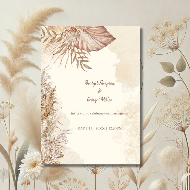 Invitation Mariage neutre Boho intemporel (Créateur téléchargé)