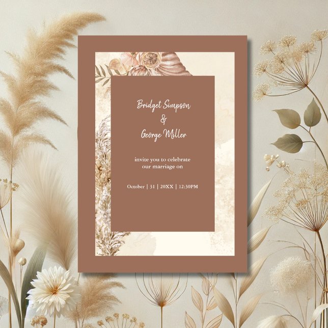Invitation Mariage Neutre Chic Boho Raffiné (Créateur téléchargé)
