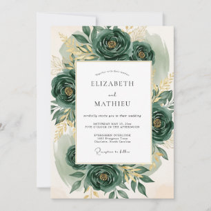 Invitation Mariage Noble de Nature Vert Emeraude