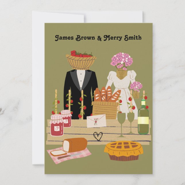 Invitation Mariage noble romantique aux fraises (Devant)