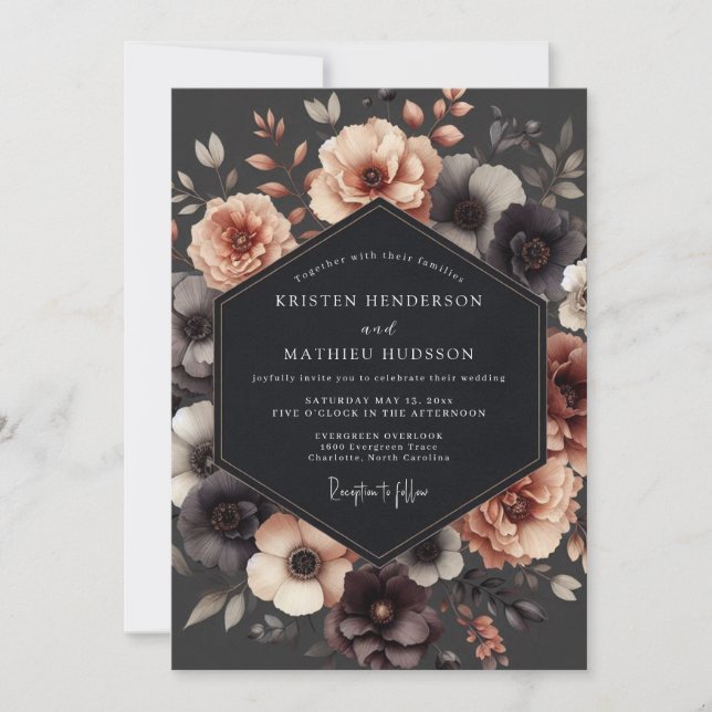 Invitation Mariage nocturne au charbon de bois (Devant)