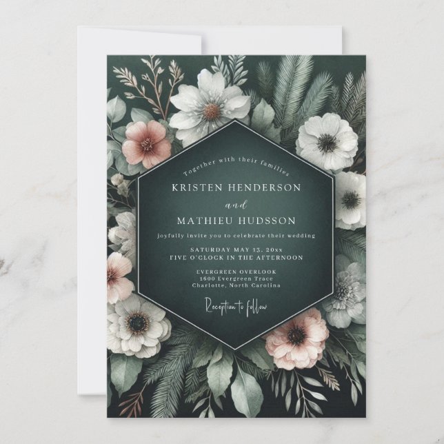 Invitation Mariage Nocturne au Teint Émeraude (Devant)