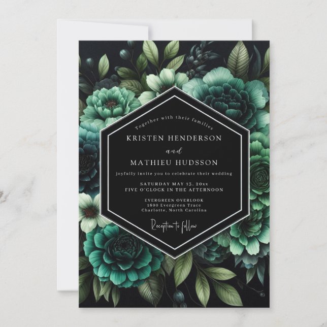 Invitation Mariage Nocturne Émeraude Humeur (Devant)