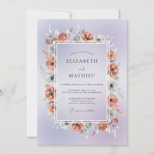 Invitation Mariage Nœillet de Cuivre Pervenche (Devant)