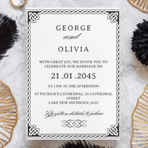 Invitation Mariage Nœud Celtique Noir Blanc