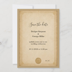 Invitation Mariage Nœud Celtique Parchemin Minimaliste Médiév