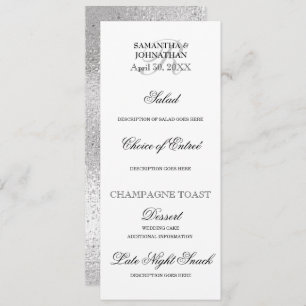 Invitation Mariage noir blanc argenté do-it-yourself menu dîn