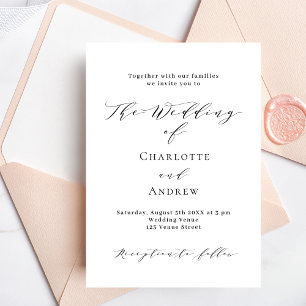 Invitation Mariage noir blanc classique formel luxe moderne