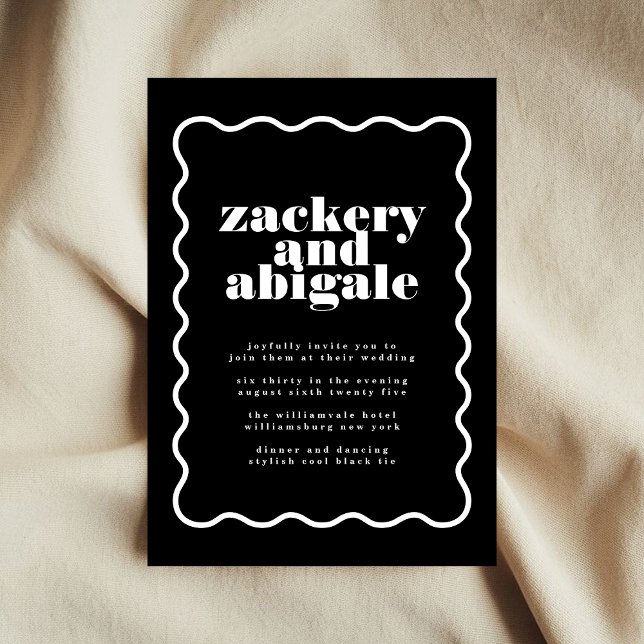 Invitation Mariage noir blanc encadré gras moderne (Créateur téléchargé)