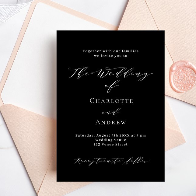 Invitation Mariage noir blanc formel luxe moderne (Créateur téléchargé)