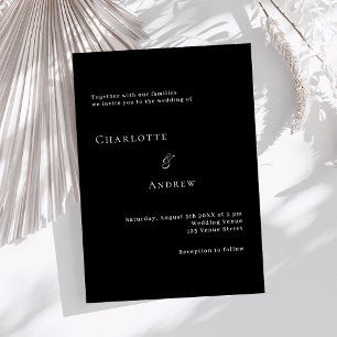 Invitation Mariage noir blanc formel minimaliste moderne