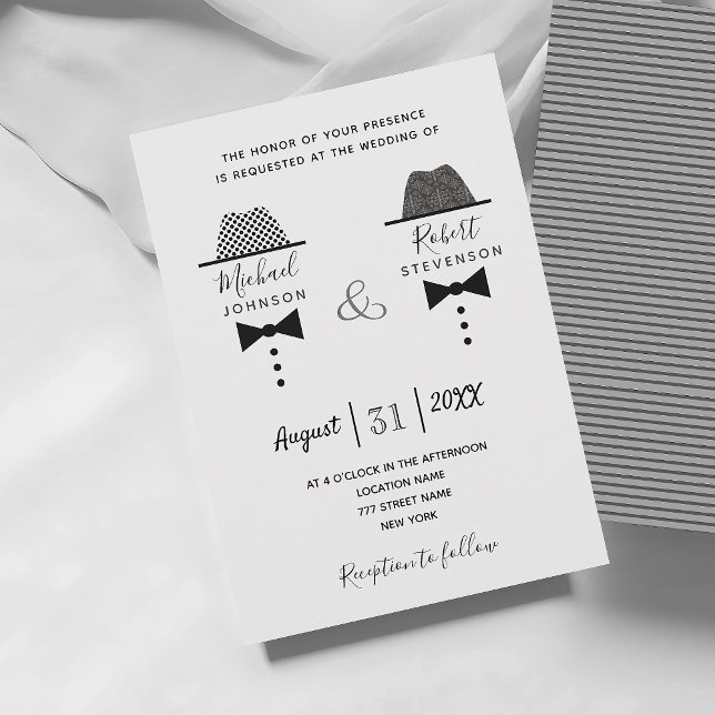 Invitation Mariage noir blanc gris (Créateur téléchargé)