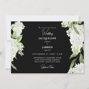 Invitation Mariage noir blanc Hydrangeas