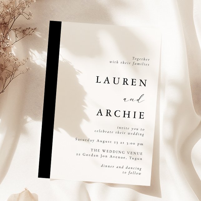 Invitation Mariage Noir & Blanc Moderne Classique (Créateur téléchargé)