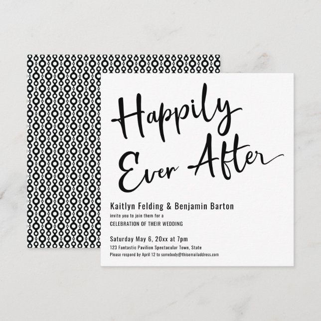 Invitation Mariage Noir Blanc Réception de mariage pour toujo (Devant / Derrière)