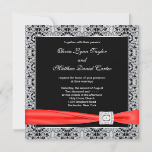 Invitation Mariage Noir Blanc Rouge Noir