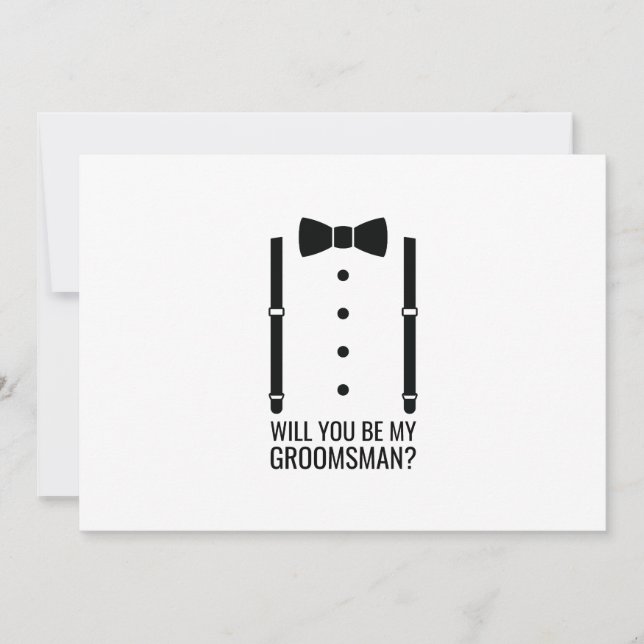 Invitation Mariage noir Bow Cravate Groomsman Proposition (Devant)