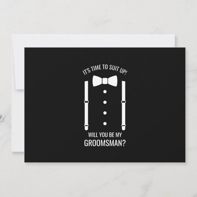 Invitation Mariage noir Bow Cravate Groomsman Proposition (Devant)