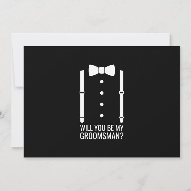 Invitation Mariage noir Bow Cravate Groomsman Proposition (Devant)