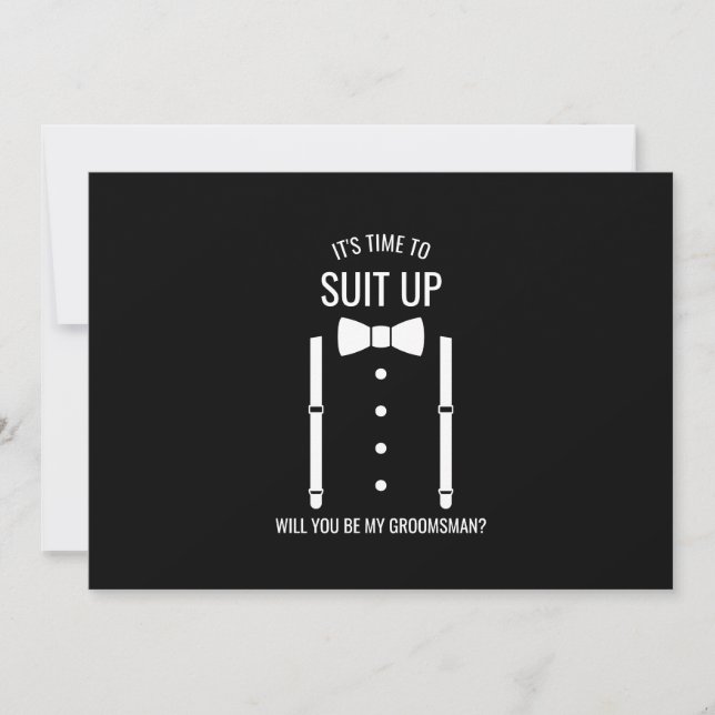 Invitation Mariage noir Bow Cravate Groomsman Proposition (Devant)