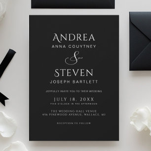 Invitation Mariage noir classique