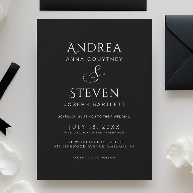 Invitation Mariage noir classique (Créateur téléchargé)