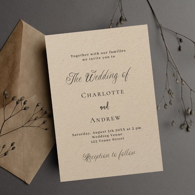 Invitation Mariage noir classique formel moderne simple artis (Créateur téléchargé)