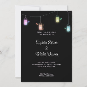 Invitation Mariage noir de fourrures de Mason coloré pays