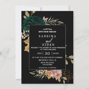 Invitation Mariage noir de l'émeraude de Bourgogne