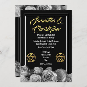 Invitation mariage noir de pentacle Wiccan