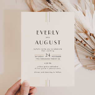 Invitation Mariage noir d'or d'ivoire d'Art déco TOUS les rét