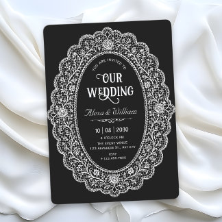 Invitation Mariage noir élégant