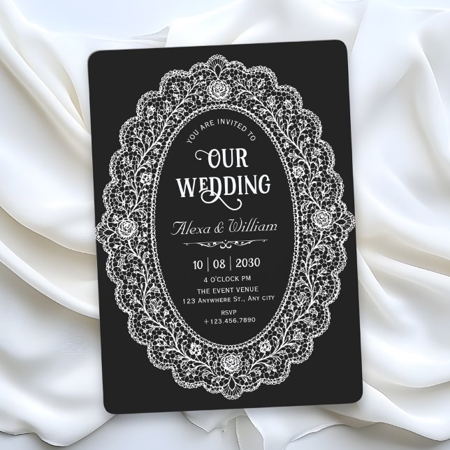 Invitation Mariage noir élégant (Créateur téléchargé)