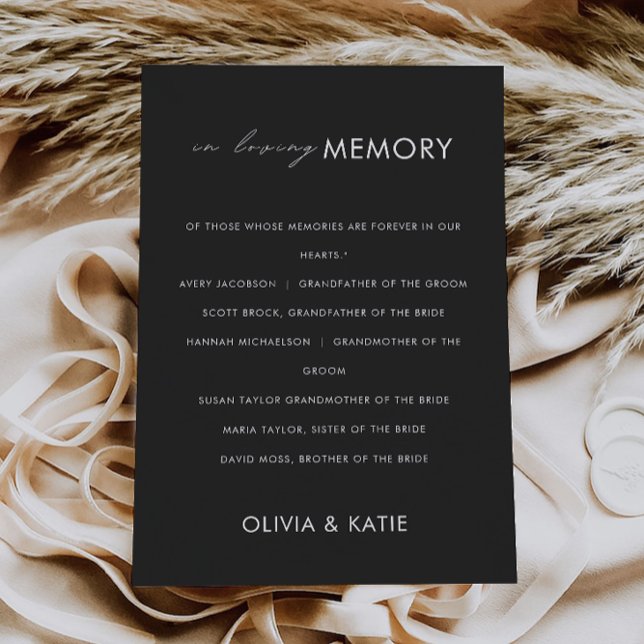 Invitation Mariage Noir En Mémoire D'Amour Signal, (Black Wedding In Loving Memory Sign, Invitation)