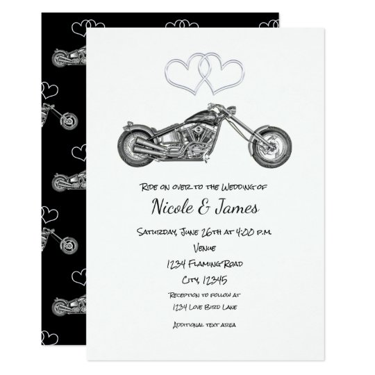 Invitation Mariage Noir Et Argente De Moto De Coeurs De Zazzle Fr