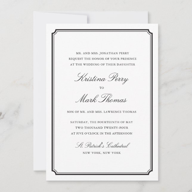 Invitation Mariage noir et blanc (Devant)