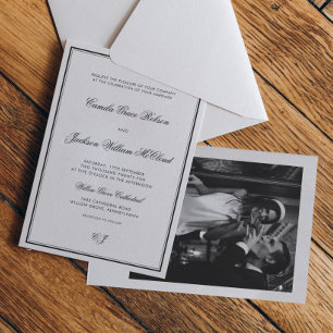 Invitation Mariage Noir et Blanc Argenté Vintage