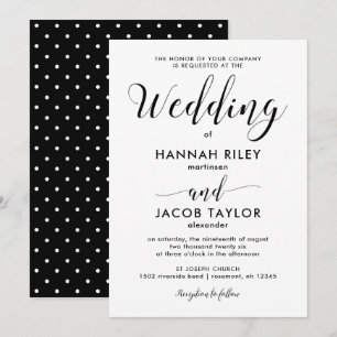 Invitation Mariage noir et blanc avec points