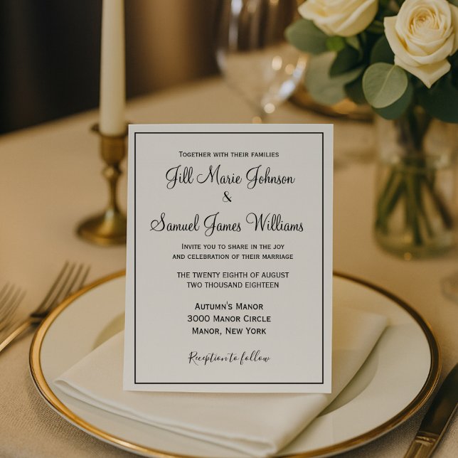 Invitation Mariage noir et blanc chic (Créateur téléchargé)