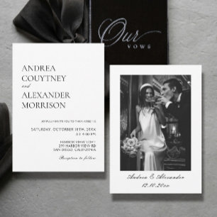 Invitation Mariage noir et blanc classique