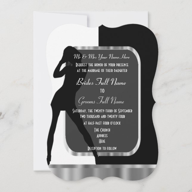 Invitation Mariage noir et blanc classique (Devant)