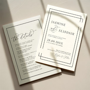 Invitation Mariage noir et blanc classique moderne