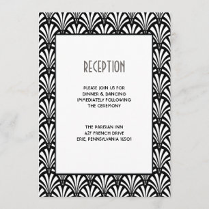 Invitation Mariage noir et blanc d'art déco élégant de Gatsby